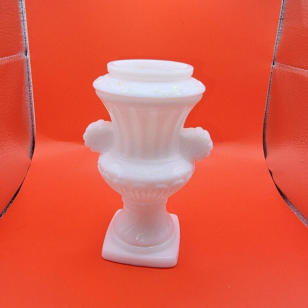 Vintage Avon Milk Glass Urn Vase 1970s Grecian Bath Bottle Planter Decor